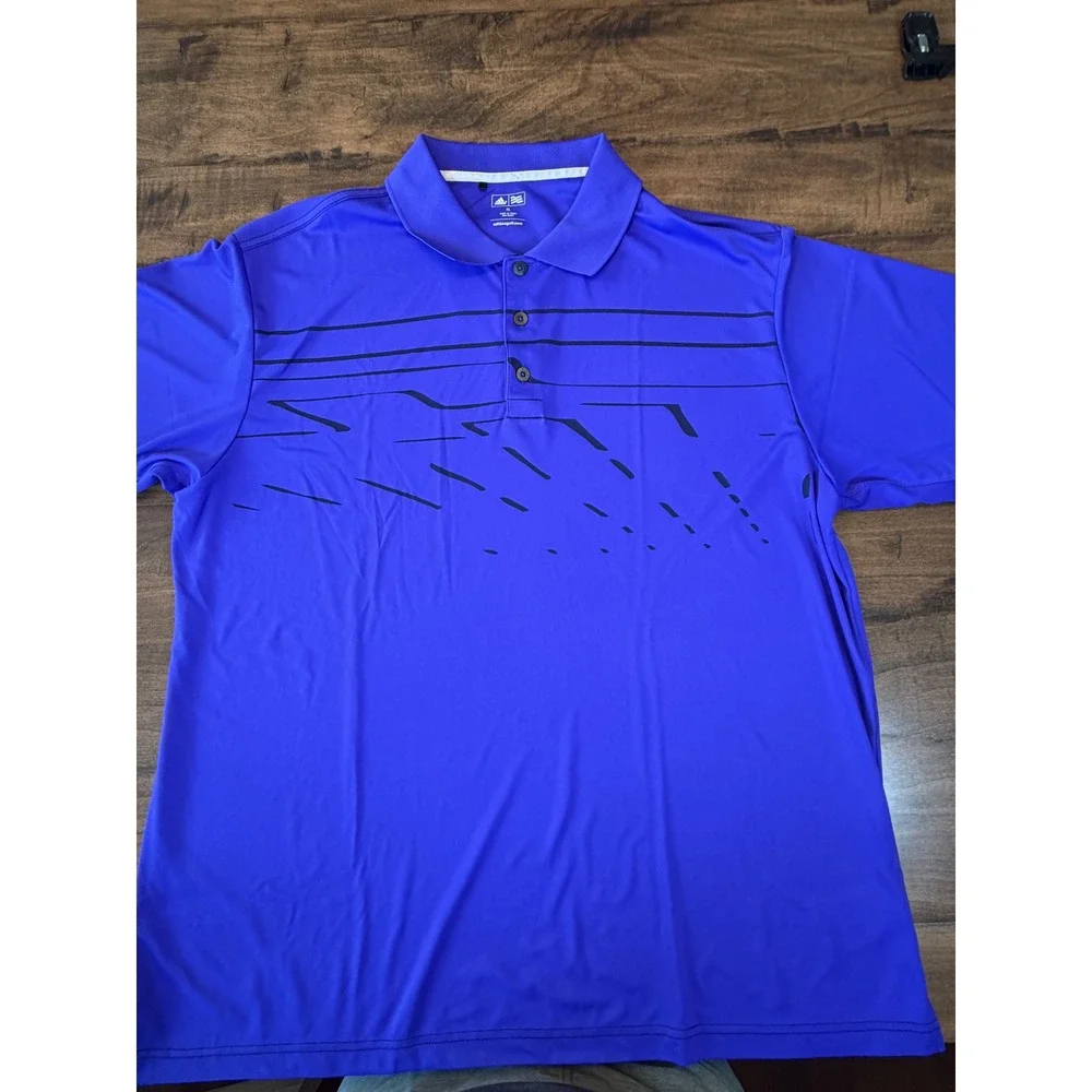 Adidas Golf Mens XL Royal Blue Graphic Stripe Performance Polo Shirt